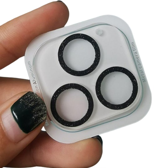 Glitter kameran linssisuoja Musta iPhone 13 Pro Max