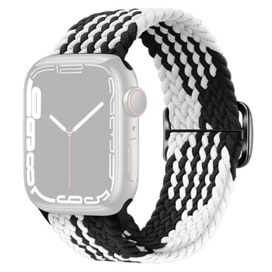 SKALO Punottu -ranneke Apple Watch 42/44/45/49mm - Valkoinen-Musta