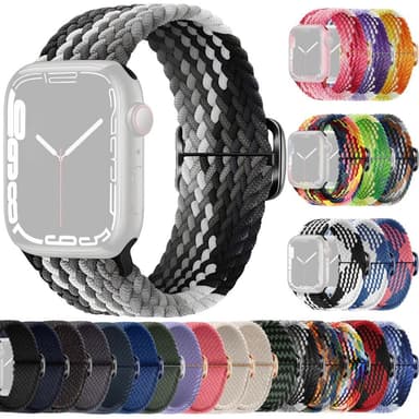 SKALO Punottu -ranneke Apple Watch 38/40/41mm - Harmaa-Musta
