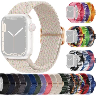 SKALO Punottu -ranneke Apple Watch 38/40/41mm - Valkoinen-Pisteitä
