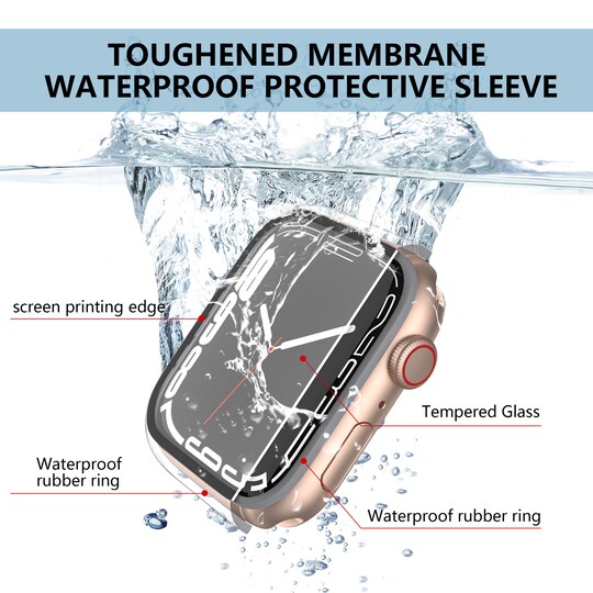 Vedenpitävä kotelo, sisäänrakennettu karkaistua lasia Läpinäkyvä 41 mm Apple Watch Series 7
