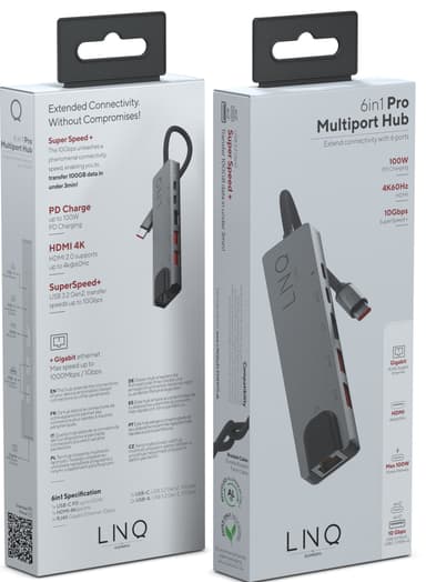LinQ 6-in-1 Pro moniporttinen hubi