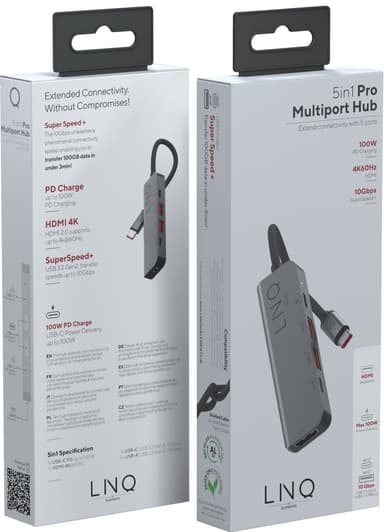 LinQ 5-in-1 Pro moniporttinen hubi