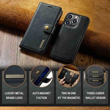 iPhone 14 Pro Max DG.MING Irrotettava 2-in-1-lompakkokuori