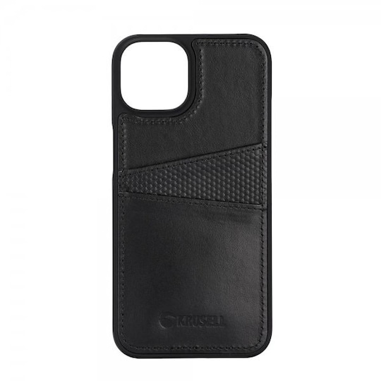 Krusell iPhone 14 Kuori Leather CardCover Musta