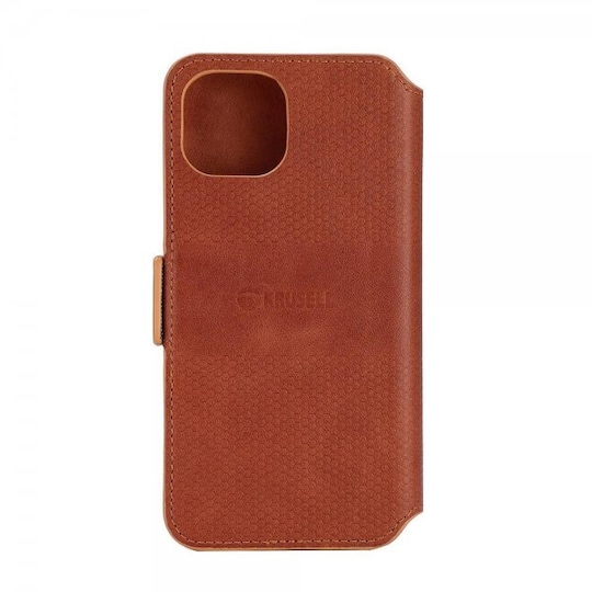 Krusell iPhone 14 Kotelo Leather PhoneWallet Cognac