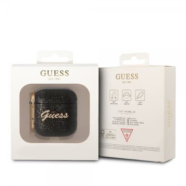 Guess AirPods 1/2 Kuori Glitter Flakes Musta