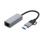 NÖRDIC USB-A 3.0 - Giga Ethernet -verkkosovitin USB-A ja USB-C Space Grey Alumiini RTL8153