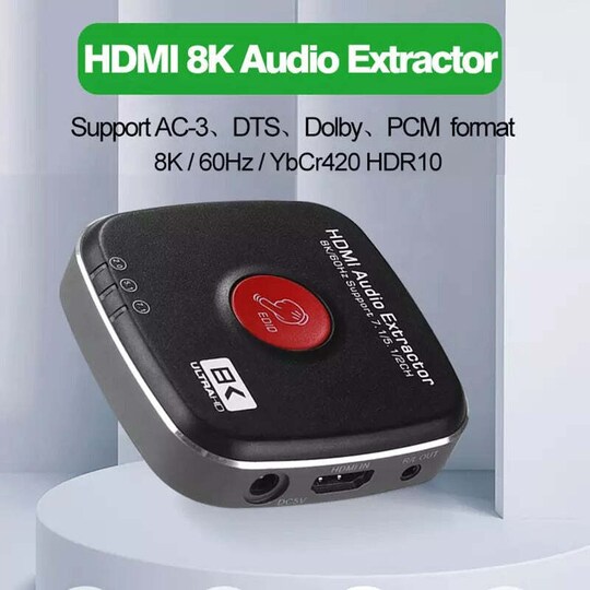 NÖRDIC HDMI 4K120Hz 8K60Hz ulosotto HDMI 1xHDMI 2xToslink 1xStereo RL HDCP2.3 HDR10 EDID