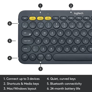 Logitech K380 Bluetooth langaton näppäimistö (harmaa)