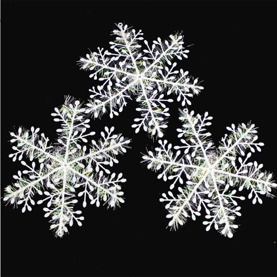 Joulun lumihiutalekoriste 3 kpl Valkoinen 10 cm