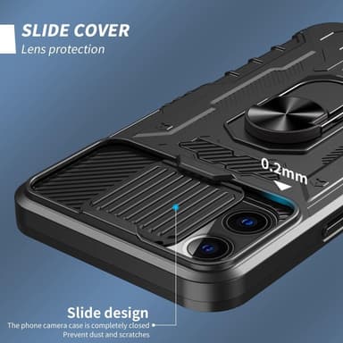 iPhone 14 Pro Max täyskantinen TPU + PC Kickstand -puhelinkotelo+karkaistu lasi