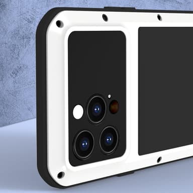 iPhone 14 Pro LOVE MEI Tehokas iskunkestävä kotelo metalli+silikoni+karkaistu lasi
