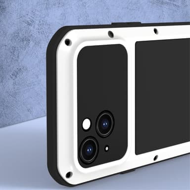 iPhone 14 Plus LOVE MEI Tehokas iskunkestävä kotelo metalli+silikoni+karkaistu lasi