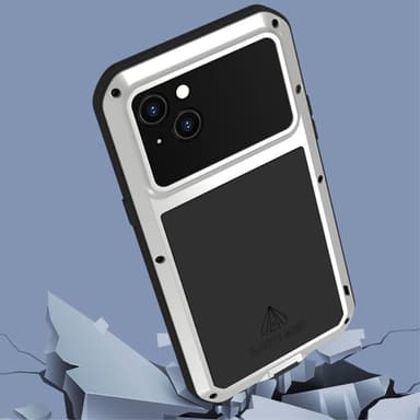 iPhone 14 Plus LOVE MEI Tehokas iskunkestävä kotelo metalli+silikoni+karkaistu lasi
