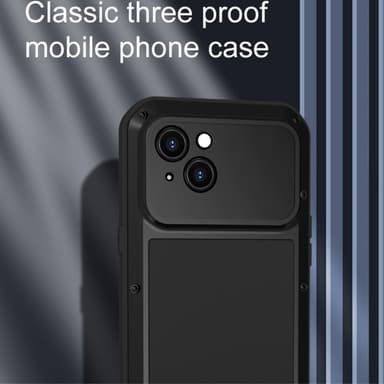 iPhone 14 Plus LOVE MEI Tehokas iskunkestävä kotelo metalli+silikoni+karkaistu lasi