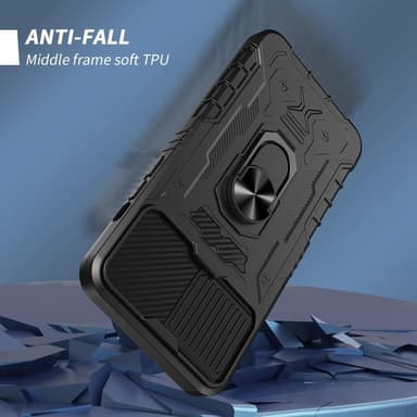 iPhone 14 Pro Max täyskantinen TPU + PC Kickstand -puhelinkotelo+karkaistu lasi