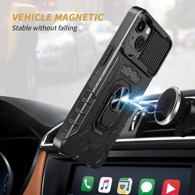 iPhone 14 täyskantinen TPU + PC Kickstand -puhelinkotelo+karkaistu lasi