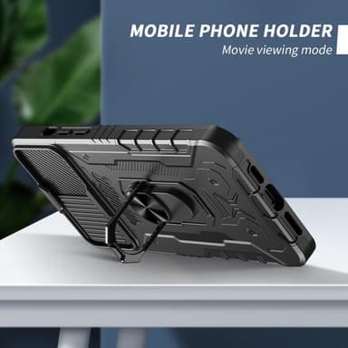 iPhone 14 Pro täyskantinen TPU + PC Kickstand -puhelinkotelo+karkaistu lasi