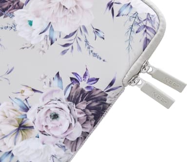 KEEP 15,6" PC neopreeninen suojatasku (Silver Summer Flower)