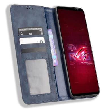 SKALO Asus ROG Phone 6/6Pro/6D/6D Ultimate 5G Kohokuvioitu Premium lompakkokotelo - Sininen