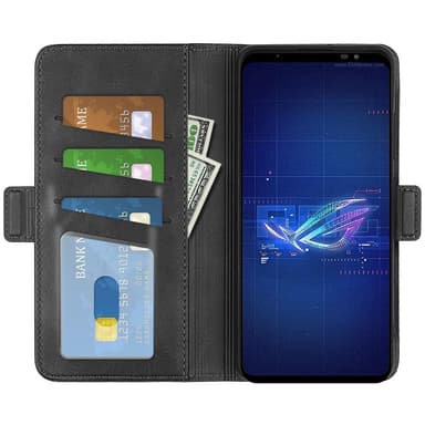 SKALO Asus ROG Phone 6/6Pro/6D/6D Ultimate 5G Premium Wallet Lompakkokotelo - Musta