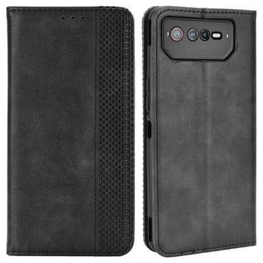SKALO Asus ROG Phone 6/6Pro/6D/6D Ultimate 5G Kohokuvioitu Premium lompakkokotelo - Musta
