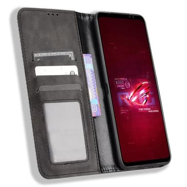 SKALO Asus ROG Phone 6/6Pro/6D/6D Ultimate 5G Kohokuvioitu Premium lompakkokotelo - Musta