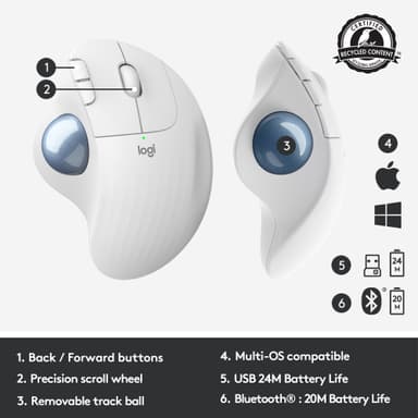 Logitech Ergo M575 hiiri (valkoinen)