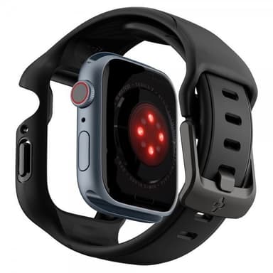 Spigen Apple Watch 45mm Kuori Rannekkeella Liquid Air Pro Musta