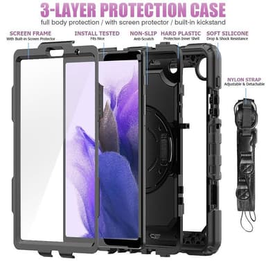 Hybridikuori olkahihnalla Samsung Galaxy Tab A7 Lite 8.7 (2021) - Must