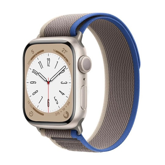 Tactik nailon ranneke Apple Watch 8 (45mm) - Blueroom grey