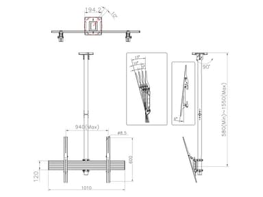 Multibrackets 5778 kyltin näyttökiinnike 190,5 cm (75") Musta
