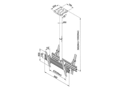 Multibrackets 3453 kyltin näyttökiinnike 165,1 cm (65") Musta