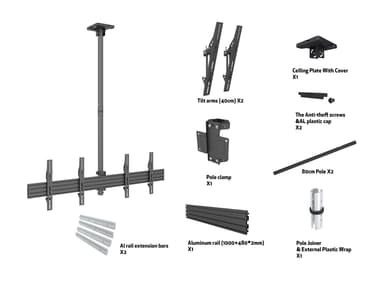 Multibrackets 3460 kyltin näyttökiinnike 165,1 cm (65") Musta