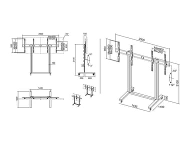 Multibrackets 3019 kyltin näyttökiinnike 195,6 cm (77") Musta