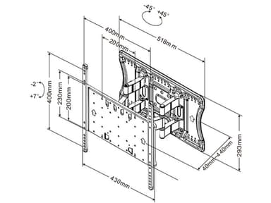 Multibrackets 9697 kyltin näyttökiinnike 2,16 m (85") Musta