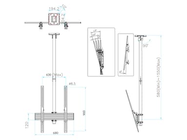 Multibrackets 6126 kyltin näyttökiinnike 190,5 cm (75") Musta