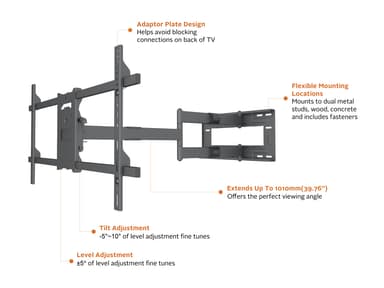 Multibrackets 6539 TV-kiinnike 190,5 cm (75") Musta