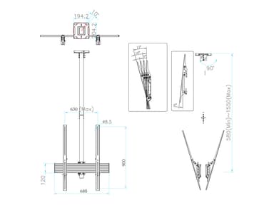 Multibrackets 6256 kyltin näyttökiinnike 190,5 cm (75") Musta