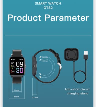 Smartwatch med 100 sportlägen vattentät Svart
