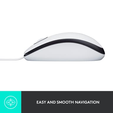 Logitech Mouse M100, Molempikätinen, Optinen, USB A-tyyppi, 1000 DPI, Valkoinen