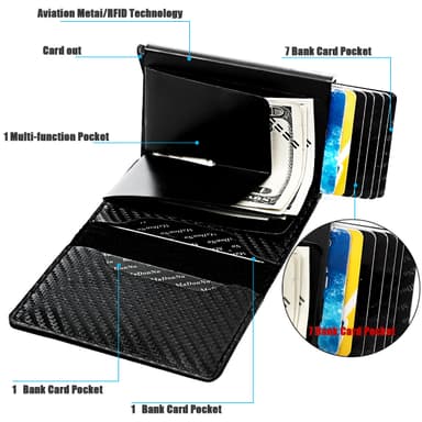Pop Up -korttikotelon lompakko RFID Sininen