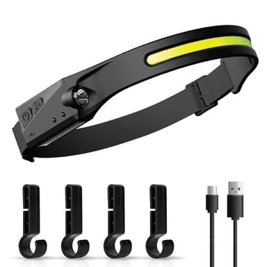 COB Outdoor Headlight USB Musta