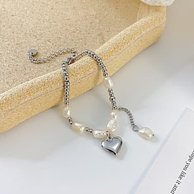 Jäljitelmä Pearl Heart -rannekoru Hopea 22x1.2x1.2 cm