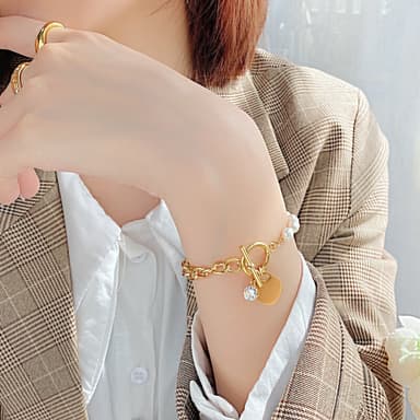 Faux Pearl Heart Rannekoru Kulta
