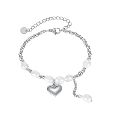 Jäljitelmä Pearl Heart -rannekoru Hopea 22x1.2x1.2 cm