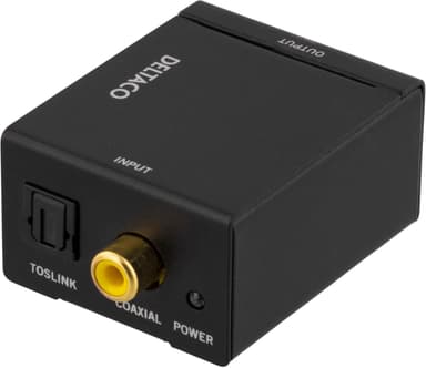 DELTACO digitaali-analogiamuunnin, 2xRCA, S/PDIF, musta
