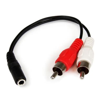 StarTech.com 15 cm stereoaudiokabel - 3,5 mm hona till 2x RCA hane, 3,5mm, Hanko