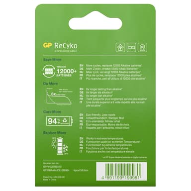 ReCyko Ladattavat AAA-akut 950mAh 4-kpl